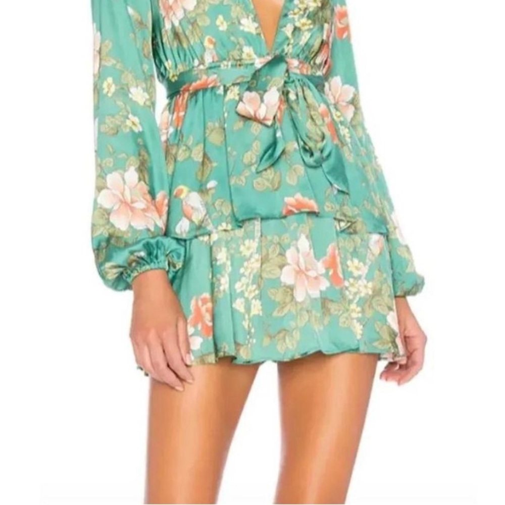 Majorelle flower deep V neck dress